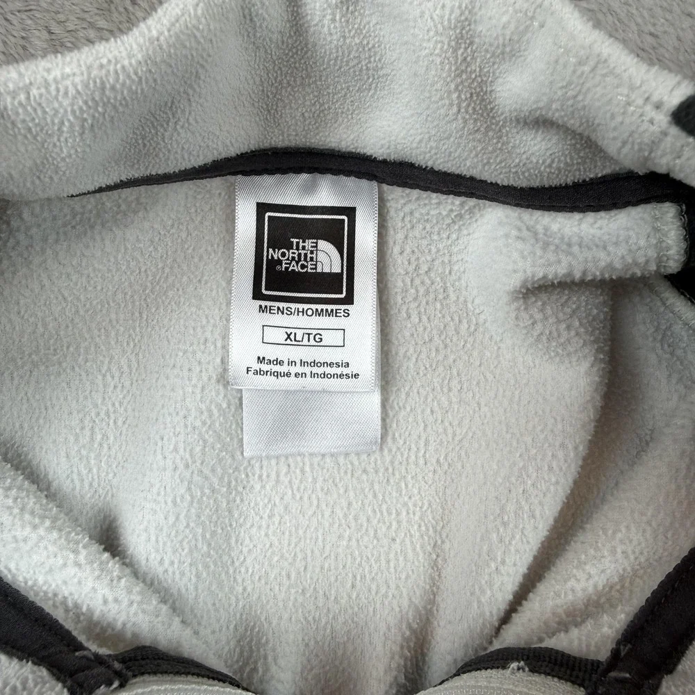 The North Face TKA 100 Fleece Pullover Mens XL White Gray 1/4 Zip Colorblock